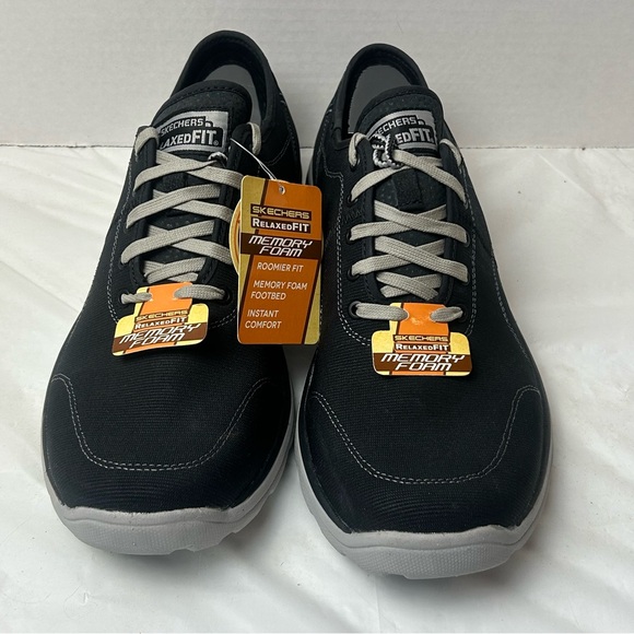 Sketchers Relaxed Fit Memory Foam Black Gray Men 12 NEW SN 64107 - Picture 1 of 6